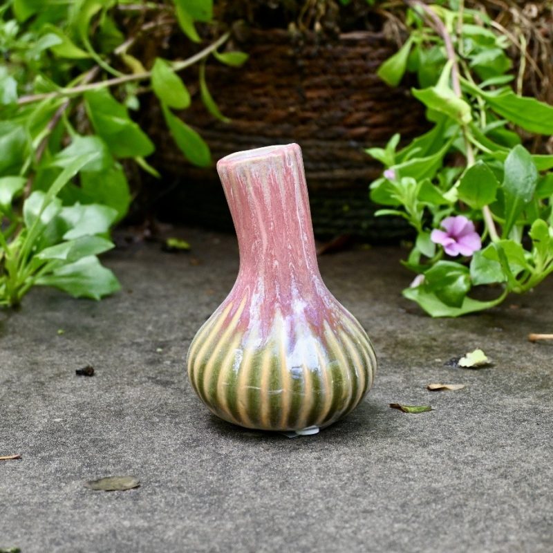 Keramiek vaasje roos klein