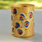 Glazen handgeschilderde bloemenvaas goud