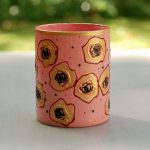 Glazen handgeschilderde bloemenvaas roze