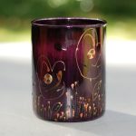 Glazen handgeschilderde bloemenvaas paars