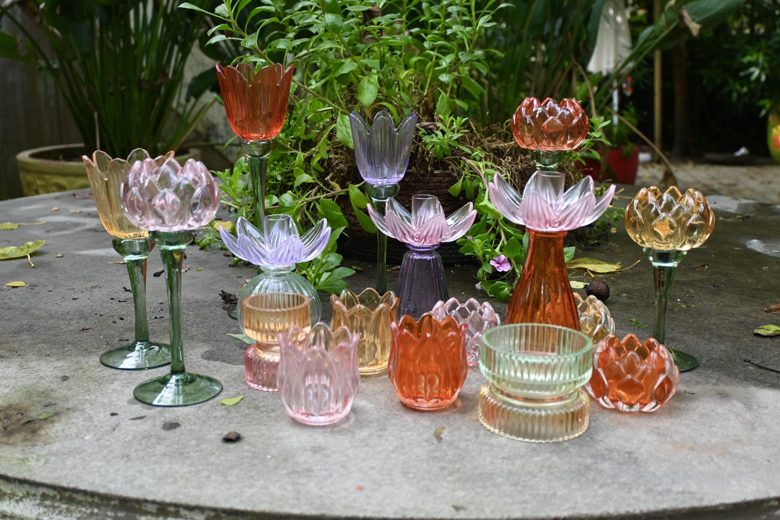 Theelicht in glas oranje tulpvorm - Afbeelding 3