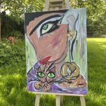 Olieverf schilderij " Eyes like emeralds "