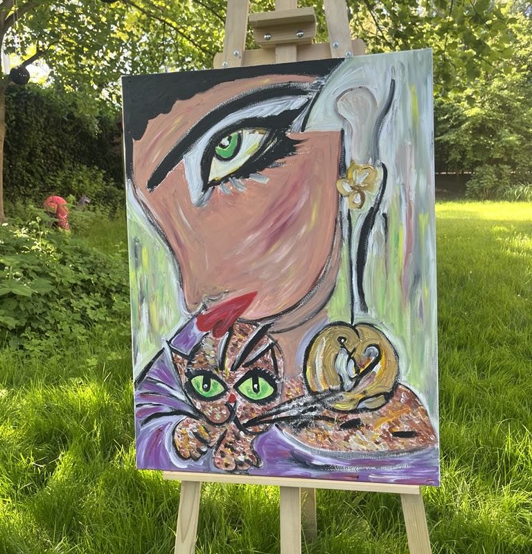 Olieverf schilderij " Eyes like emeralds "