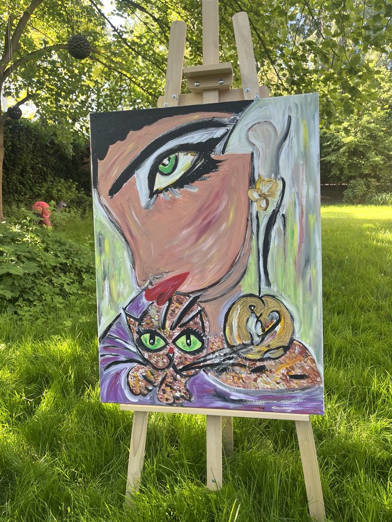 Olieverf schilderij " Eyes like emeralds "